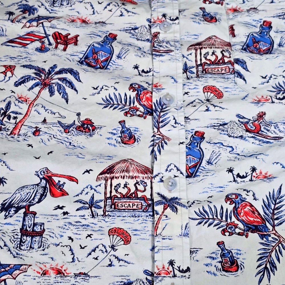 Columbia Mens PFG Escape Beach Novelty Print Button Down Shirt Blue XXL - Picture 7 of 7